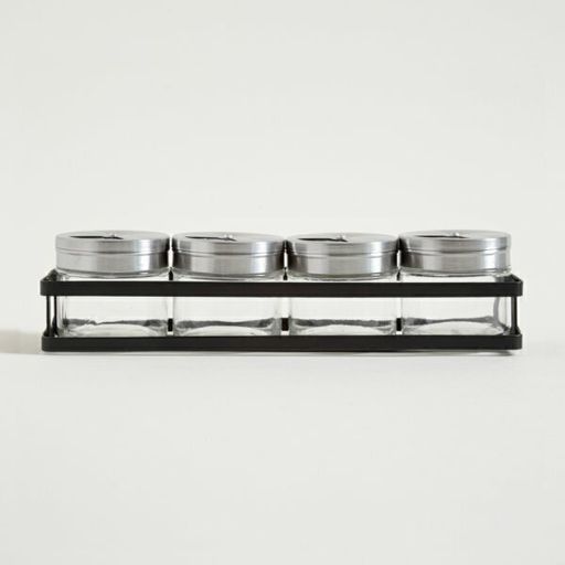 SET X 4 ESPECIEROS EN RACK DE METAL NEGRO 27 X 8 X 6,5 CM