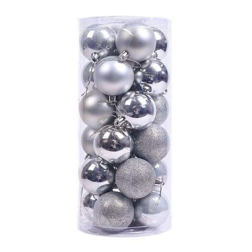 SET X24 ESFERAS BRILLANTES/MATE 6CM PLATEADO