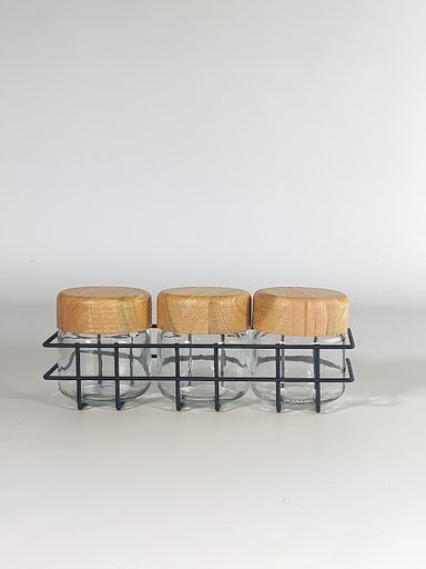 SET X3 ESPECIEROS MADERA Y NEGRO