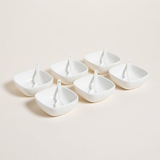 SET X6 COPETINEROS DE PORCELANA BLANCOS