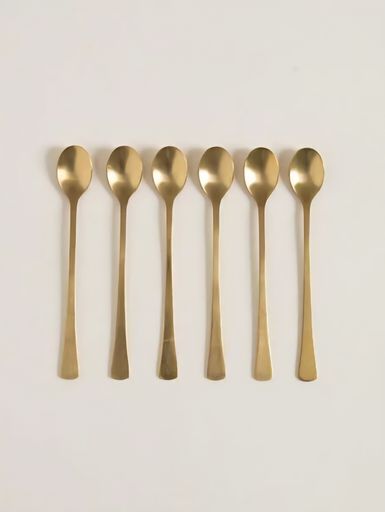 SET X6 CUCHARAS DE ACERO DORADO OVAL