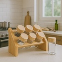 SET X6 ESPECIEROS CON SOPORTE Y TAPA DE BAMBOO 20X14X14CM