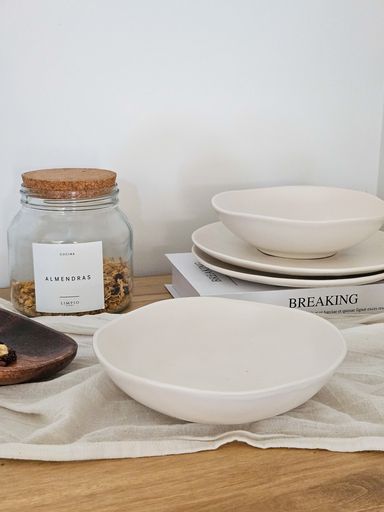 SET X6 PLATO HONDO 20 CM ORGANIC CREMA