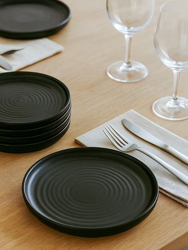 SET X6 PLATO POSTRE FUSHION BLACK