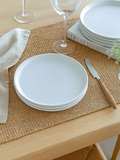 SET X6 PLATO POSTRE FUSHION WHITE