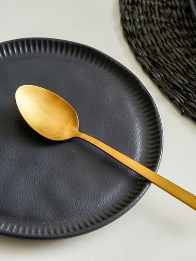 SET X6 PLATO POSTRE ORGANICA LINHAS NEGRO 21CM