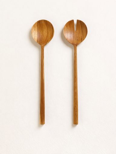 Set de cubiertos para ensalada madera de teca 30cm