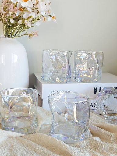 Set x 6 Vasos Vidrio Perlados Irregulares