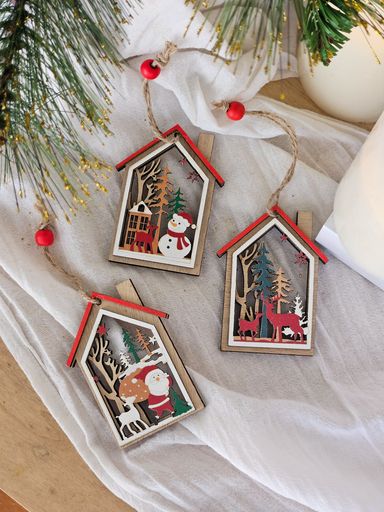 [AAH309] Set x6 Adornos Navideños Casita
