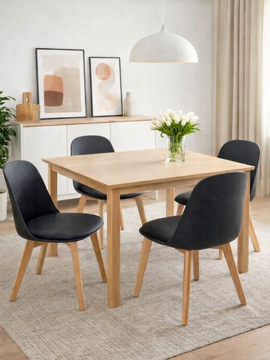 [AAH589] Silla Vita Negra con Patas de Madera