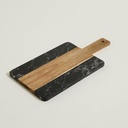 TABLA MARMOL NEGRO Y MADERA CON MANGO 38X18