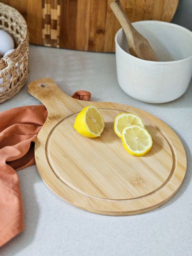 TABLA REDONDA CON MANGO 24X36CM BAMBOO