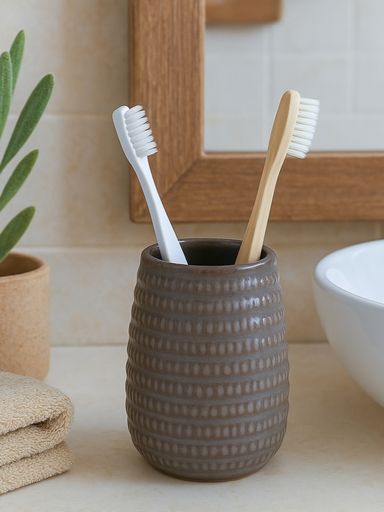 VASO PORTA CEPILLO CERAMICA BEIGE