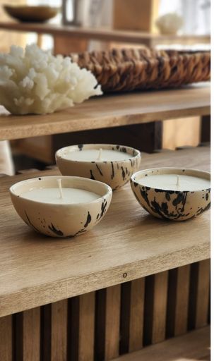 VELA CERAMICA GREY PEQUEÑA jaspeada