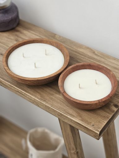 VELA CUENCO MADERA 16CM