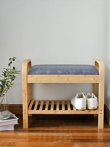 [AAH450] Zapatero Chico Con Asiento Gris 60 cm
