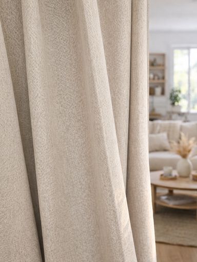 PACK X2 CORTINA BLACKOUT LINO BIFAZ BEIGE 210X140