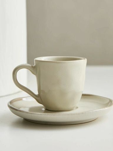 SET X6 TAZA Y PLATO CAFÉ 120ML LINEA ORGANICA PLAIN RUSTICA