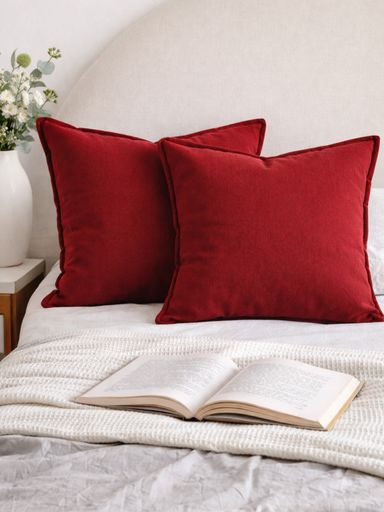 [AAH891] Funda de almohadon tussor guinda 50x50 cm