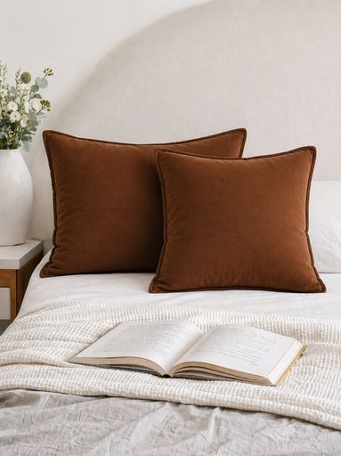 [AAH892] Funda de almohadon tussor chocolate 50x50 cm