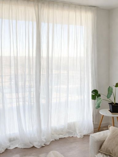 [AAH893] Pack x2 cortina para riel americano de gasa de algodon off white x210 cm
