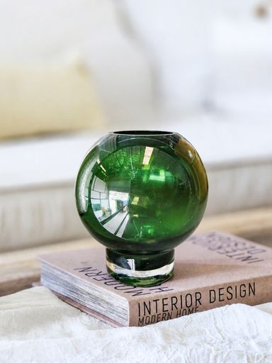 Jarron Vidrio Green 14cm x 13cm
