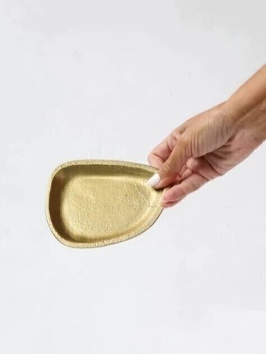 bandeja mini de aluminio fundido dorada
