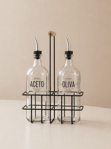 Set Oliva y Aceto cristal con canasta