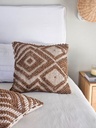 Funda de almohadón 45 x 45 cm rombos y borlas en las puntas beige y natural