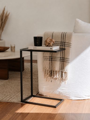 Mesa Auxiliar De Arrime Hierro y Vidrio