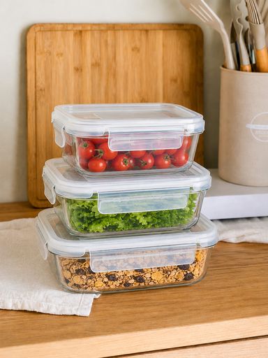 Taper rectangular de vidrio con tapa - 1510 cm3