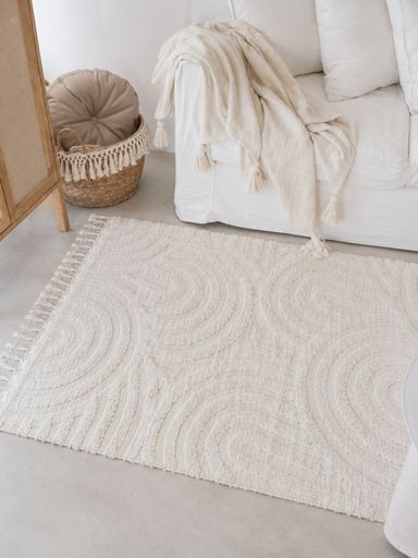 [AAH831] Alfombra natural con arcos invertidos y flecos