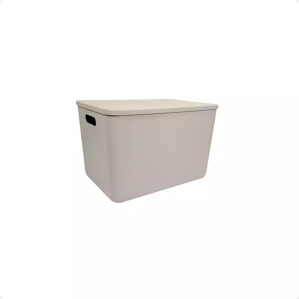 CAJA ORGANIZADORA TAPA PLASTICA 16 LITROS BEIGE