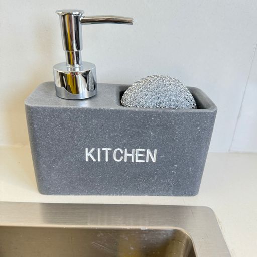 DISPENSER CON PORTA ESPONJA KITCHEN GRIS