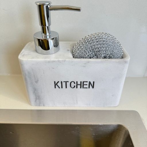DISPENSER CON PORTA ESPONJA KITCHEN BLANCO