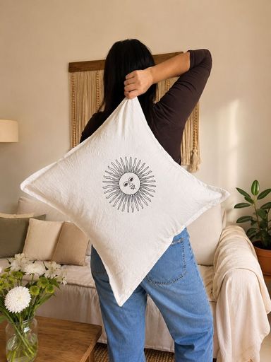 Funda de Almohadon Sol de Mayo Off White