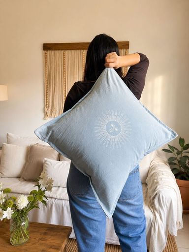 Funda de Almohadon Sol de Mayo Celeste