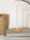 Porta rollo papel higienico rebatible de acero blanco base de bambu