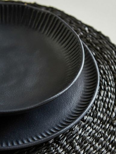 SET X6 PLATO HONDO ORGANICA LINHAS NEGRO 22CM Variante SET X6 PLATO HONDO ORGANICA LINHAS NEGRO 22CM