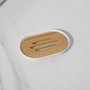 JABONERA OVAL BLANCA Y BAMBOO CON RAYAS VERTICALES