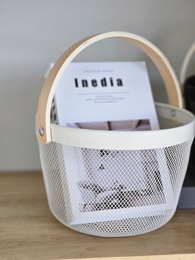 Cesta redonda metalica c/manija Blanca