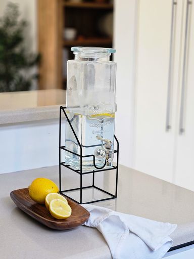 Dispenser de bebidas de vidrio 2,2l con canilla y soporte