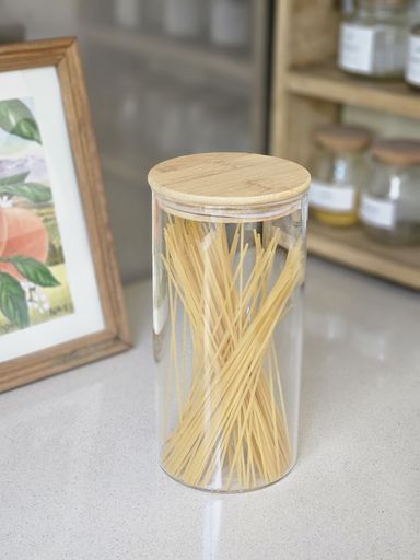 Frasco de vidrio Tapa de bambu 10x20