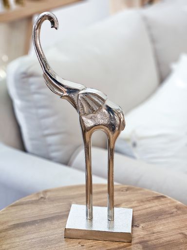 ADORNO ELEFANTE TROMPA ALUMINIO 35CM OUTLET