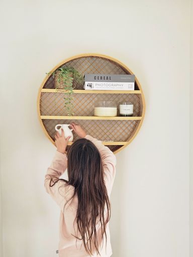 Estanteria de bambu circular enrejado