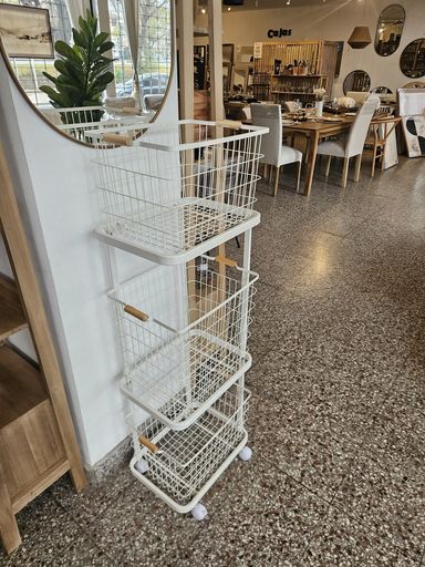 Estanteria Metalica Blanca c/manija Bambu 123x29x41