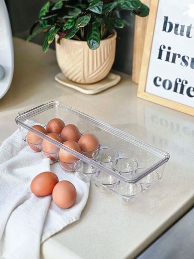 Huevera transparente con tapa para 12 huevos