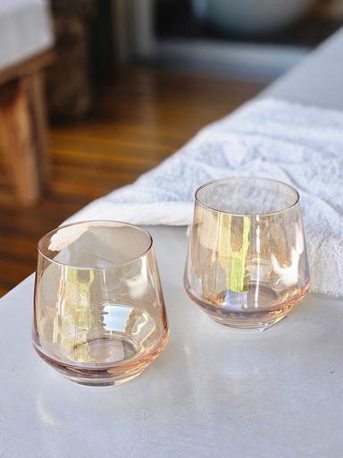 Set x6 vasos vidrio dorado 431mL