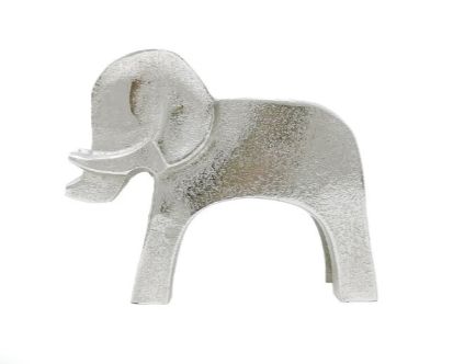 ADORNO ELEFANTE ALUMINIO PLATEADO 17CM