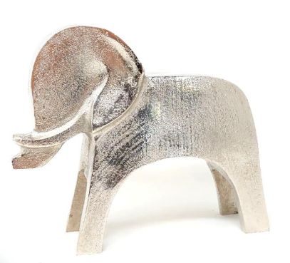 ADORNO ELEFANTE ALUMINIO PLATEADO 22CM